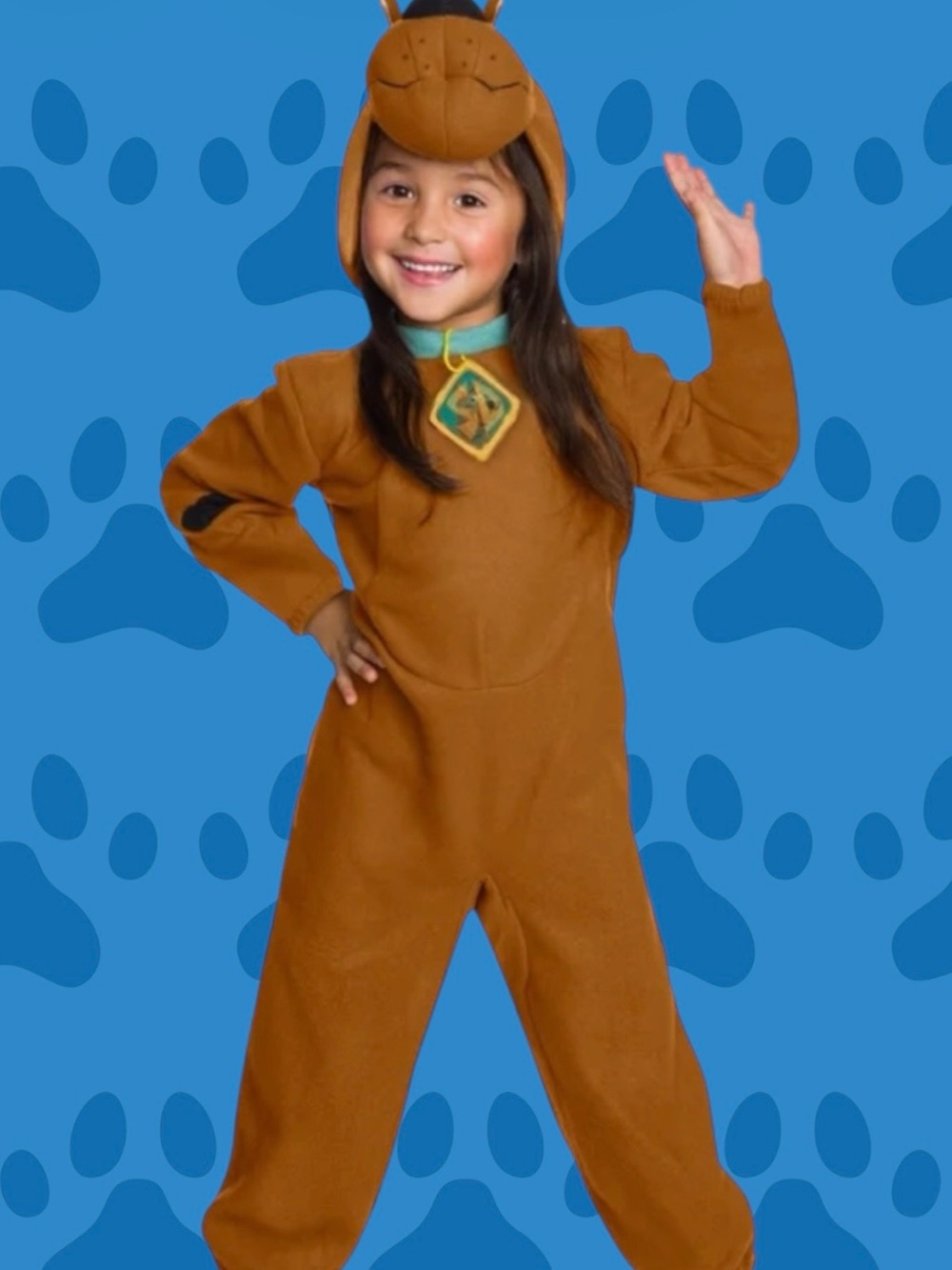 Scooby-Doo Costume with Teal Collar & Holographic Dog Tag